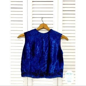 1950s Blue Velvet Vintage Cropped Tank